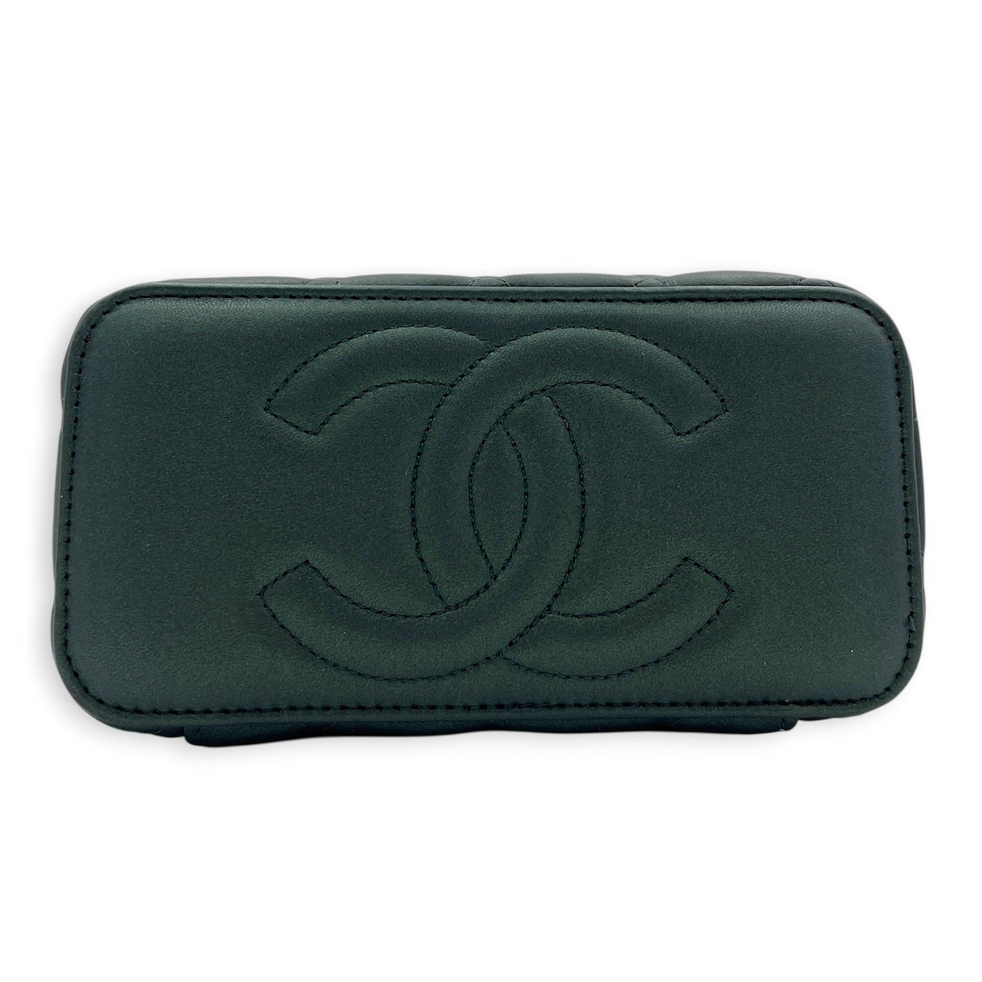 CC Vanity Bag Green in Lambskin, Gold hardware