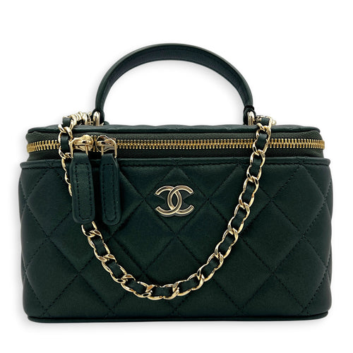CC Vanity Bag Green in Lambskin, Gold hardware