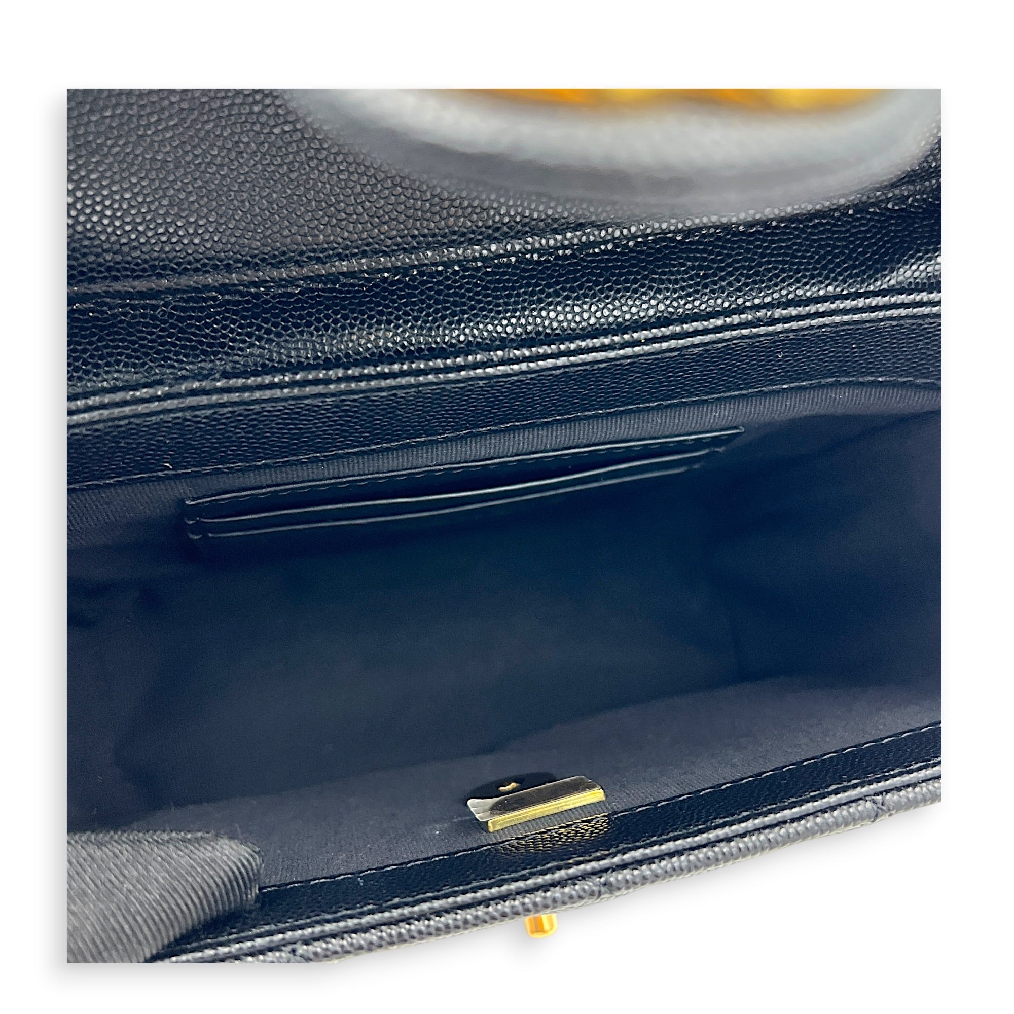 23C Vanity Box Top Handle Bag Black in Caviar Leather, Gold hardware
