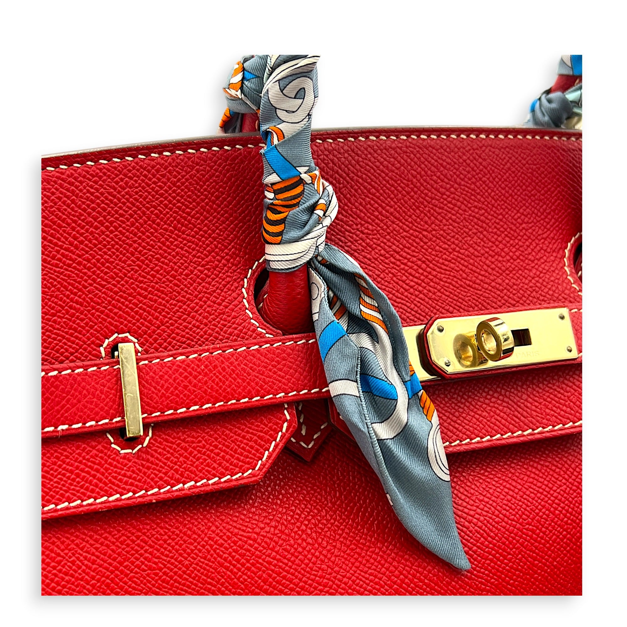 Birkin 35 Rouge Casaque Top Handle Bag in Epsom, Permabrass hardware