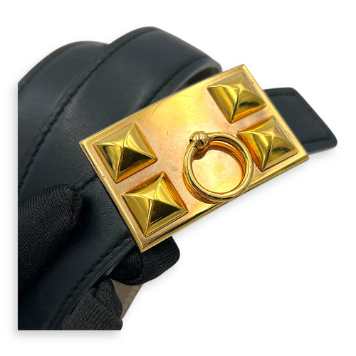 CDC Black in Calfskin, Gold hardware