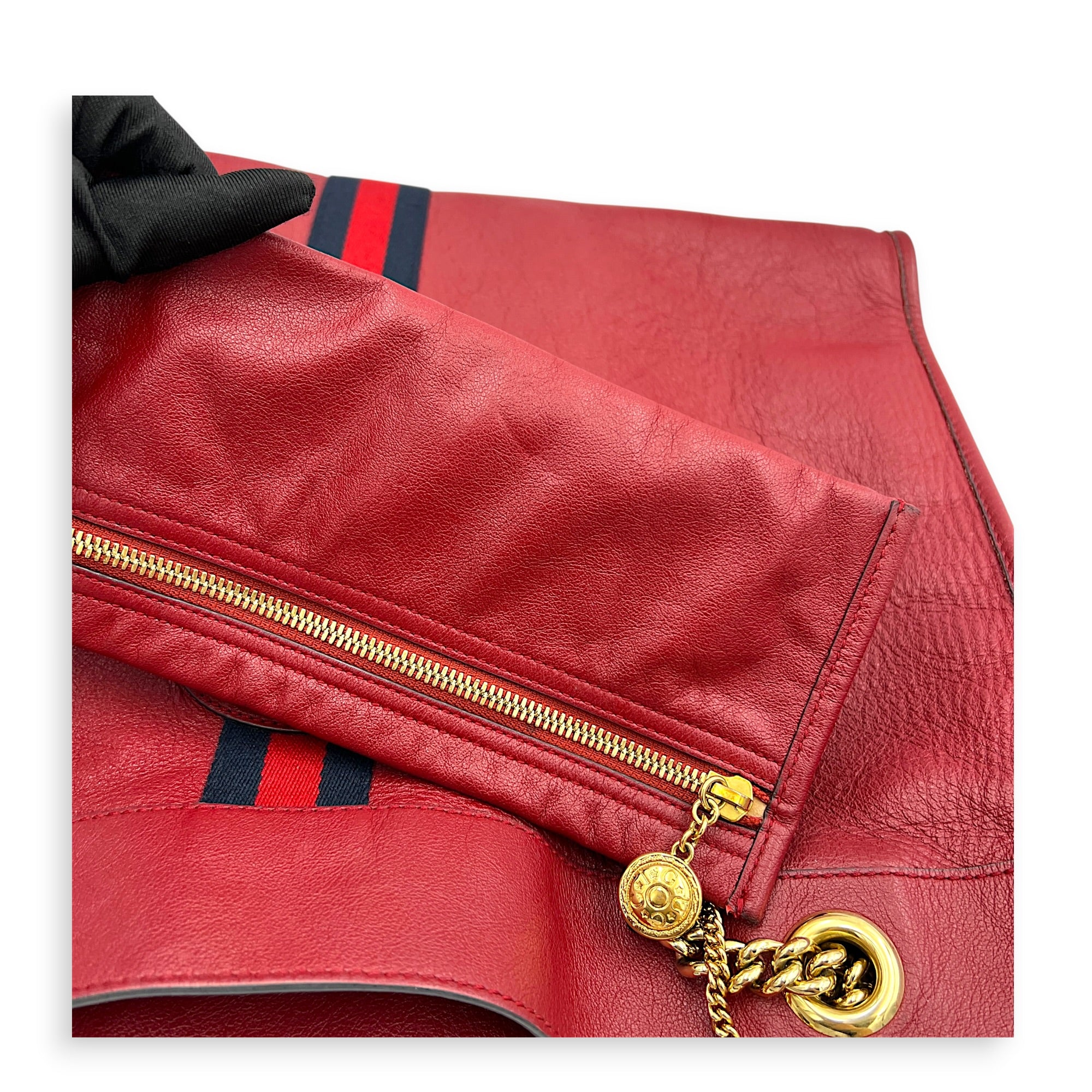 Rajah Tote Bag Red in Calfskin, Gold hardware
