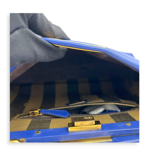 Peekaboo Top Handle Bag Blue in Calfskin, Gold hardware