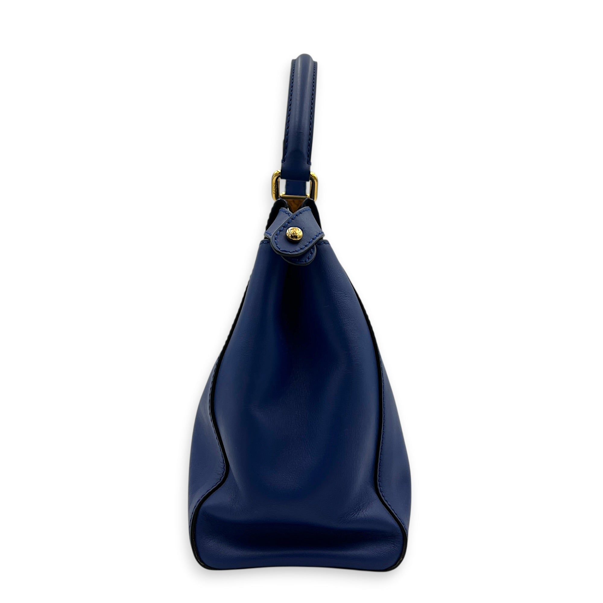 Peekaboo Top Handle Bag Blue in Calfskin, Gold hardware