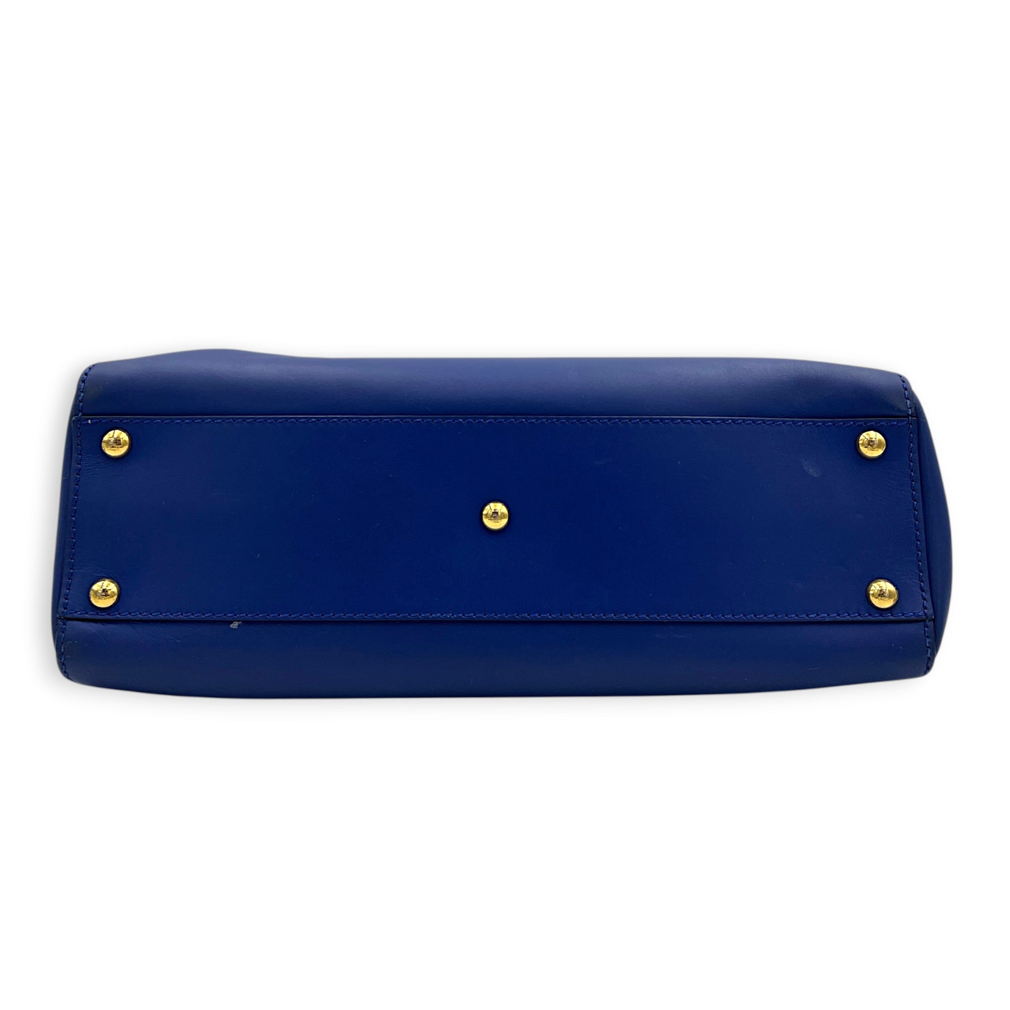 Peekaboo Top Handle Bag Blue in Calfskin, Gold hardware