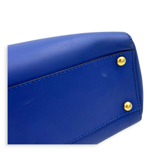 Peekaboo Top Handle Bag Blue in Calfskin, Gold hardware