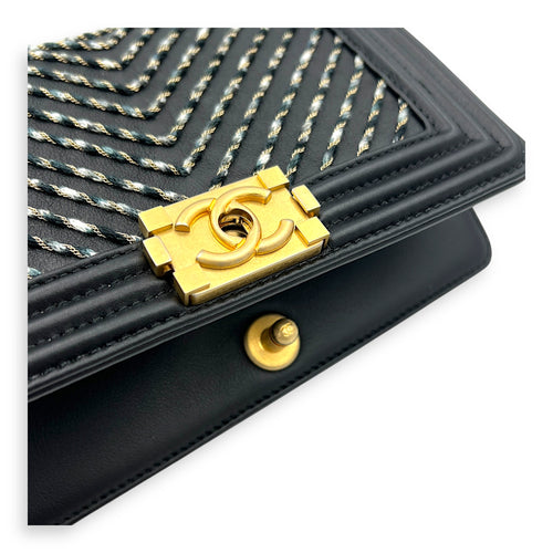 Boy Belt Bag Black in Calfskin, Gold hardware