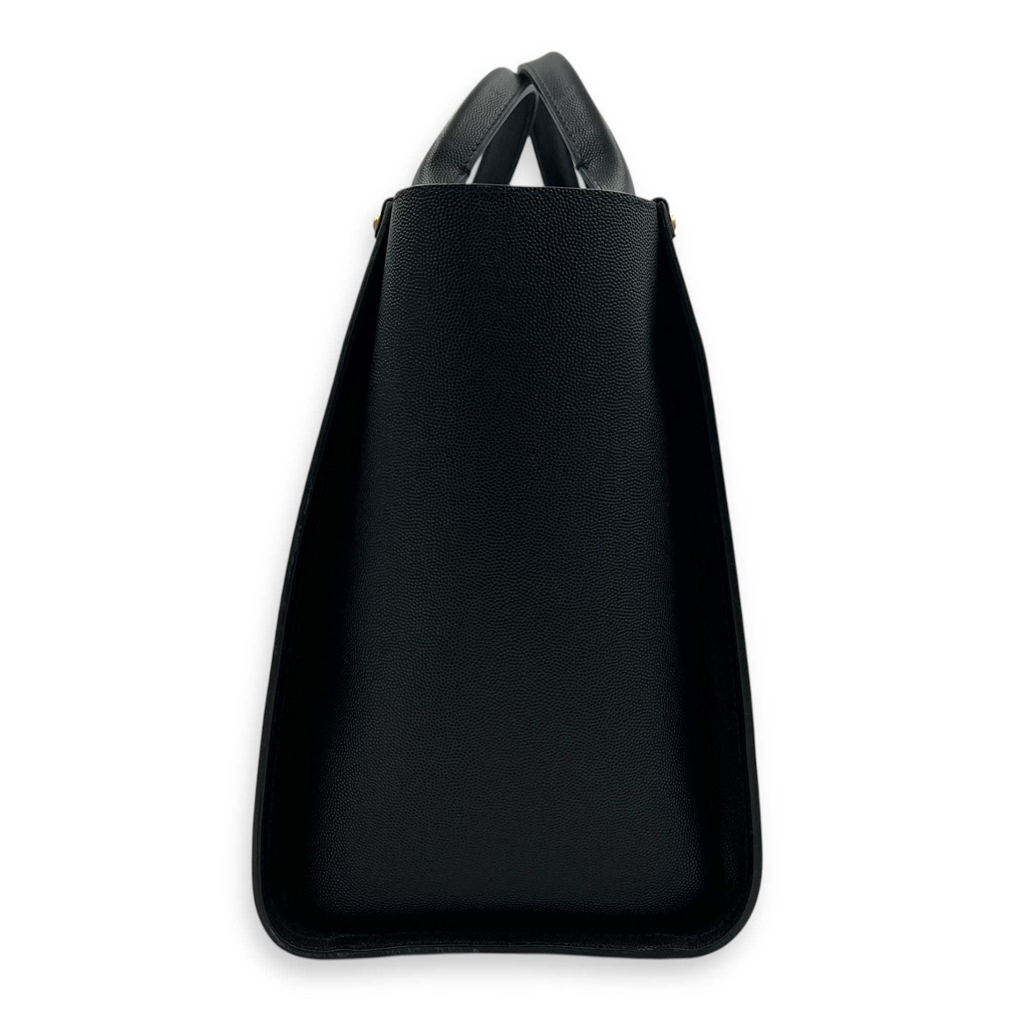 Deauville Black Tote Bag in Calfskin, Gold hardware