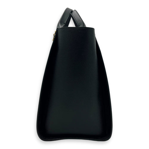 Deauville Black Tote Bag in Calfskin, Gold hardware