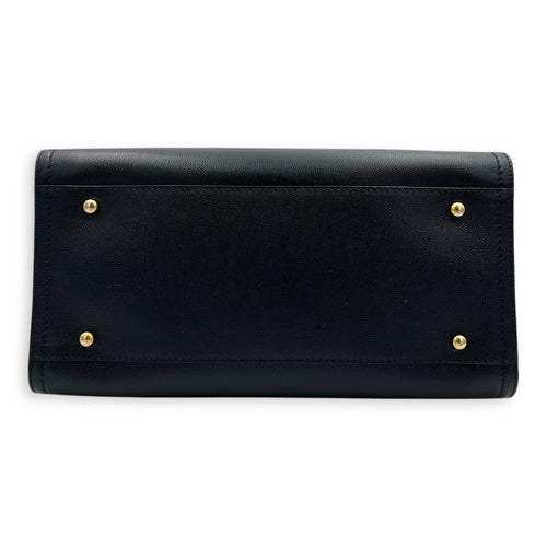 Deauville Black Tote Bag in Calfskin, Gold hardware