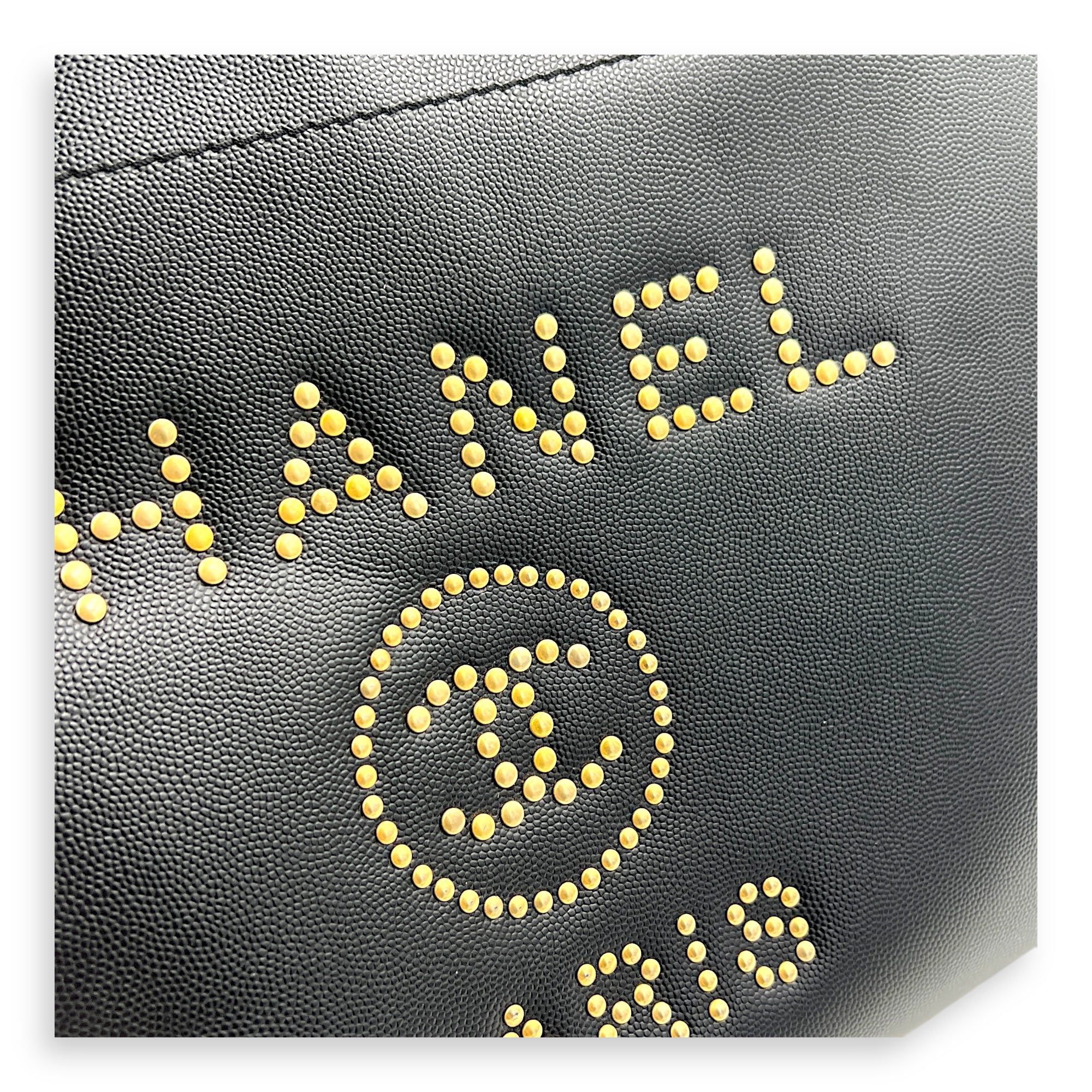 Deauville Black Tote Bag in Calfskin, Gold hardware