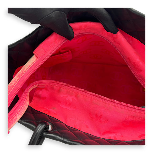 Cambon Tote Bag Black in Lambskin, Silver hardware