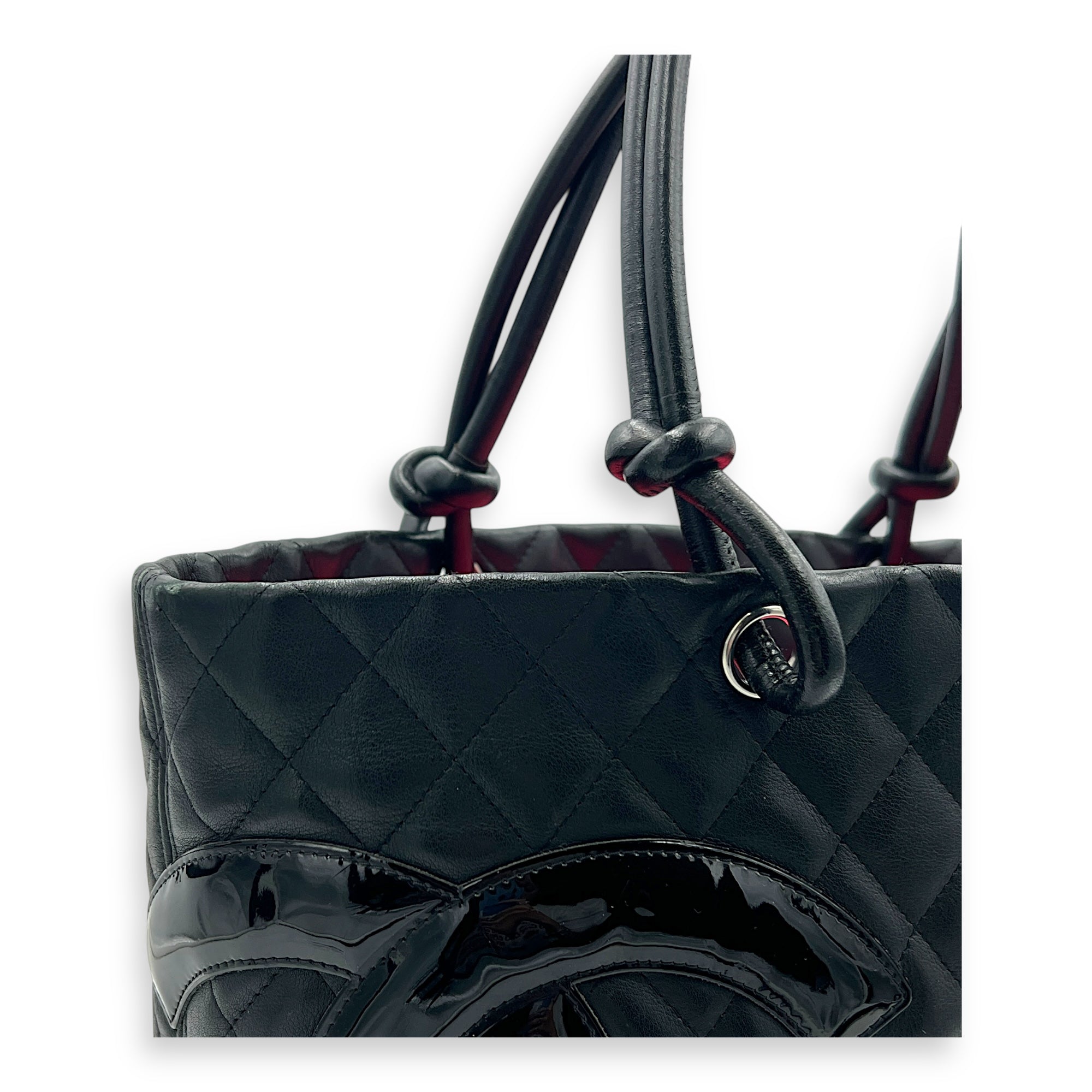 Cambon Tote Bag Black in Lambskin, Silver hardware