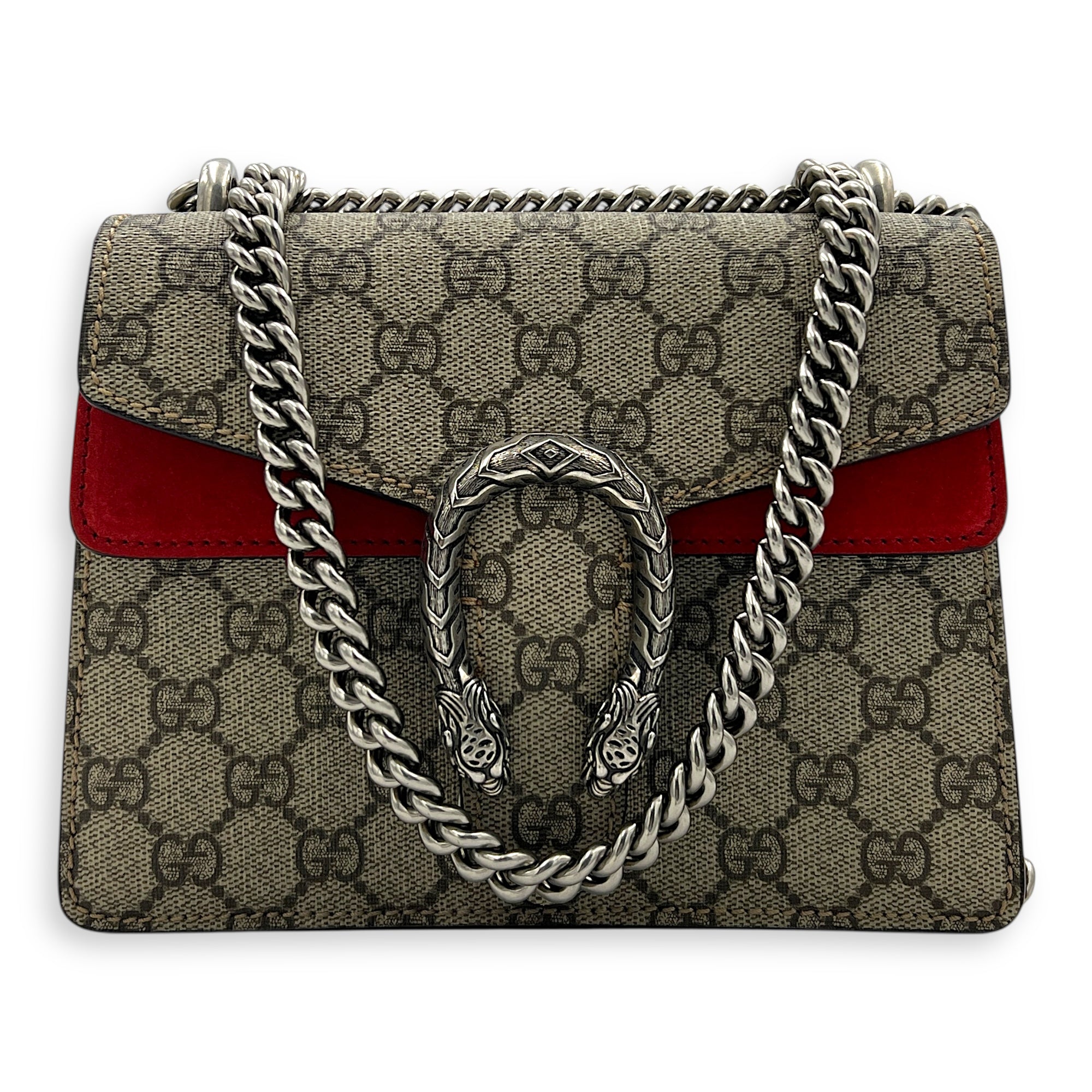 Dionysus Shoulder Bag Grey in Coated Canvas, Silver hardware