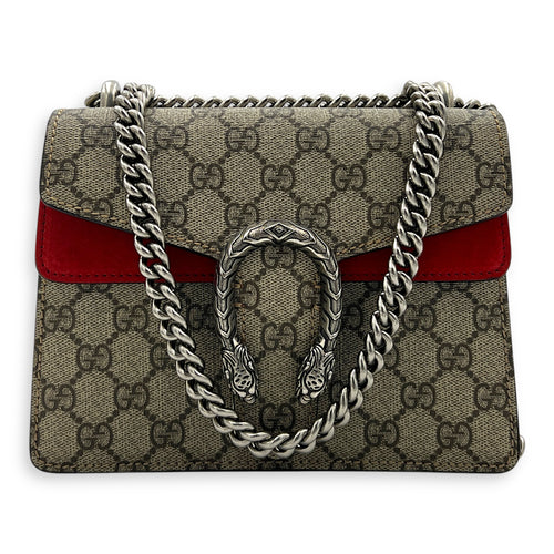 Dionysus Shoulder Bag Grey in Coated Canvas, Silver hardware