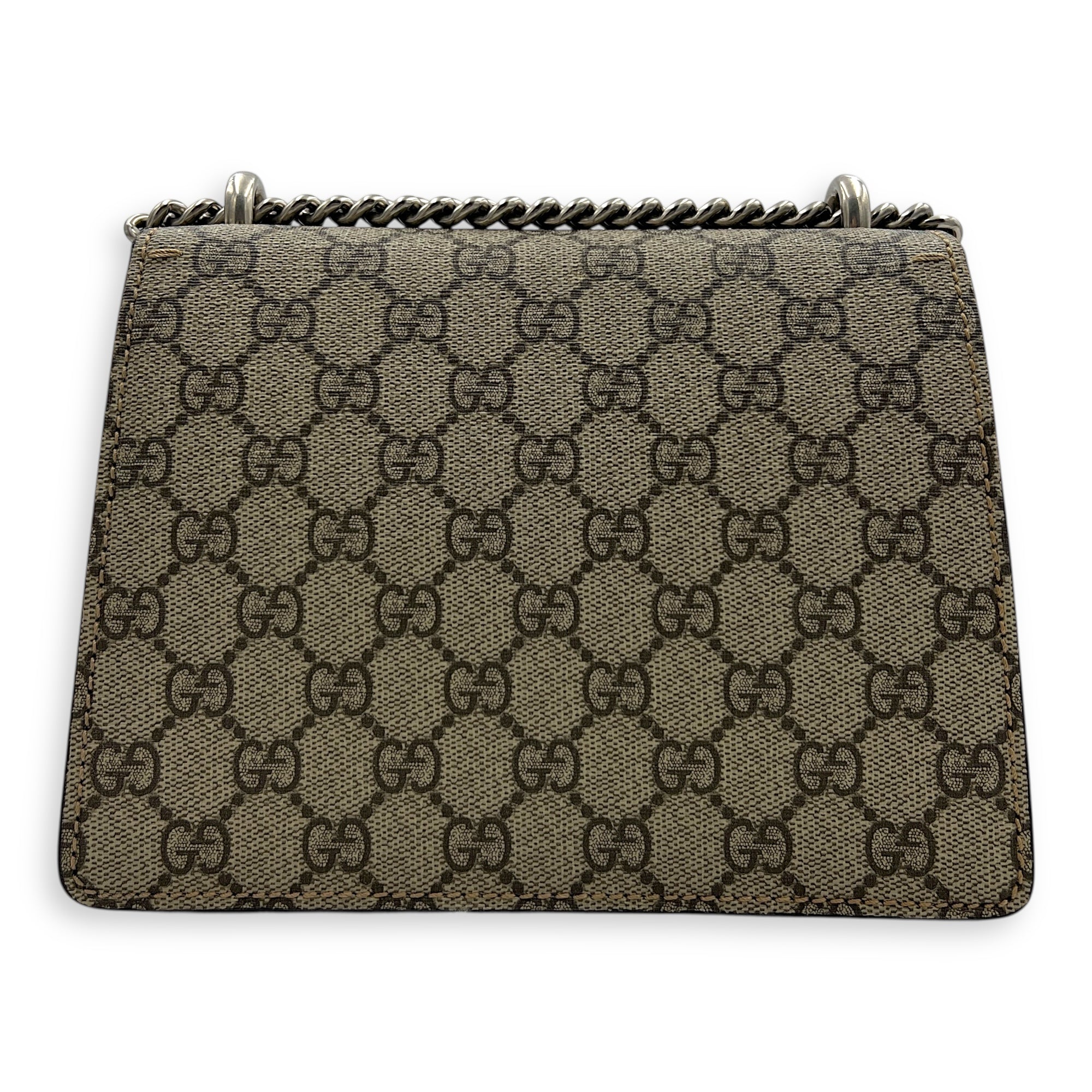 Dionysus Shoulder Bag Grey in Coated Canvas, Silver hardware