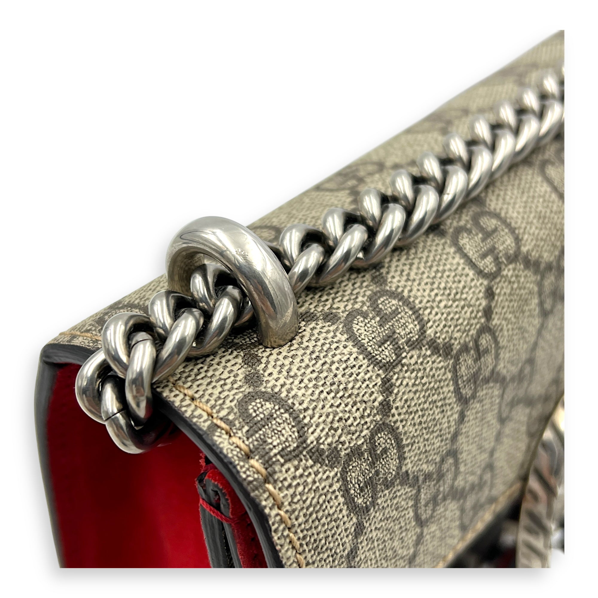 Dionysus Shoulder Bag Grey in Coated Canvas, Silver hardware