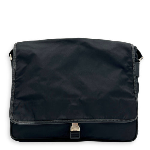 Logo Crossbody Bag Black in Nylon, Silver hardware