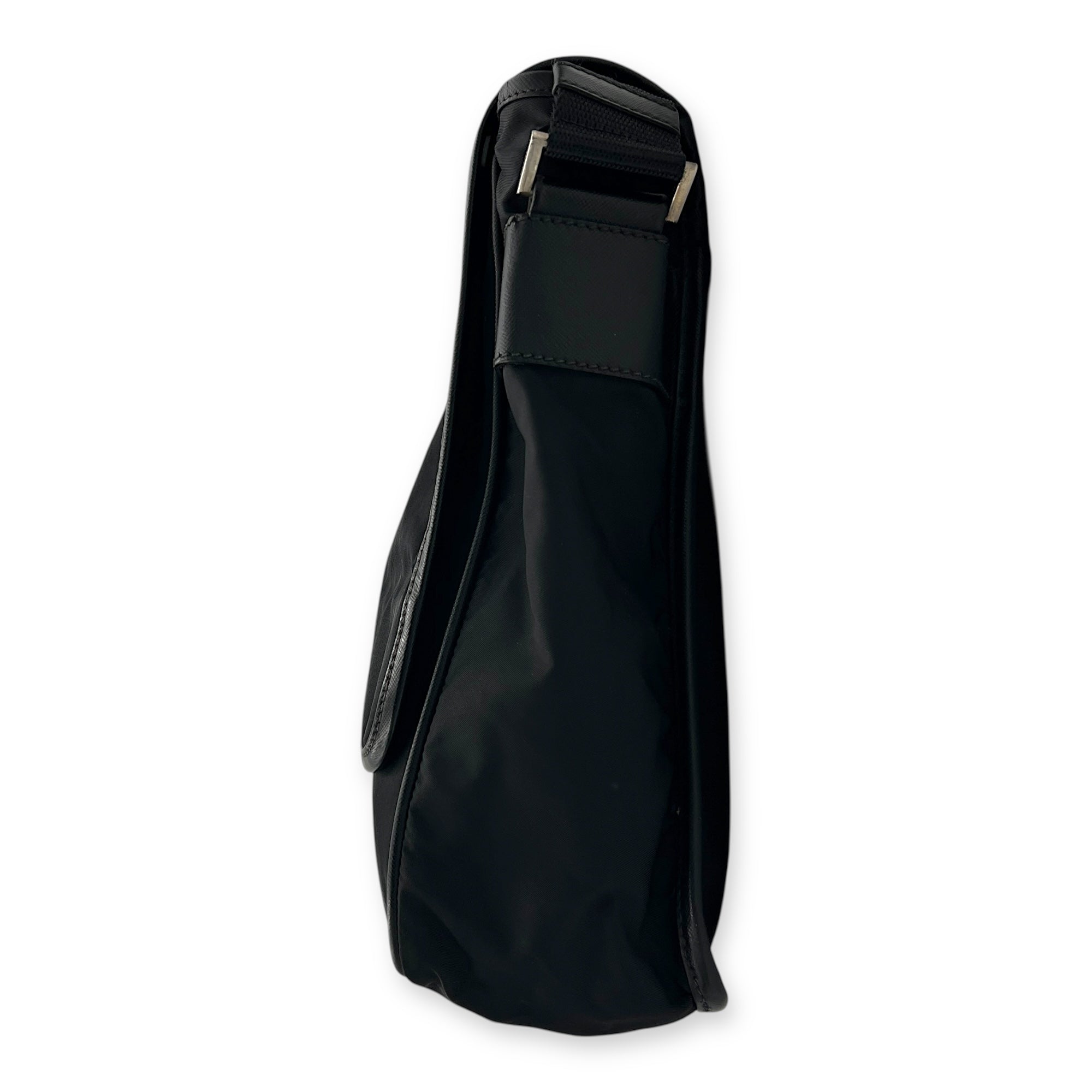 Logo Crossbody Bag Black in Nylon, Silver hardware