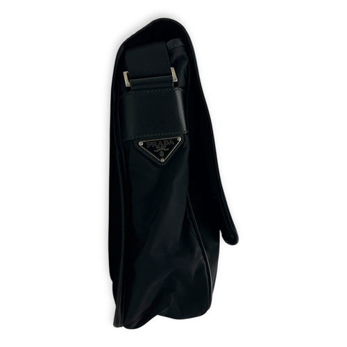 Logo Crossbody Bag Black in Nylon, Silver hardware