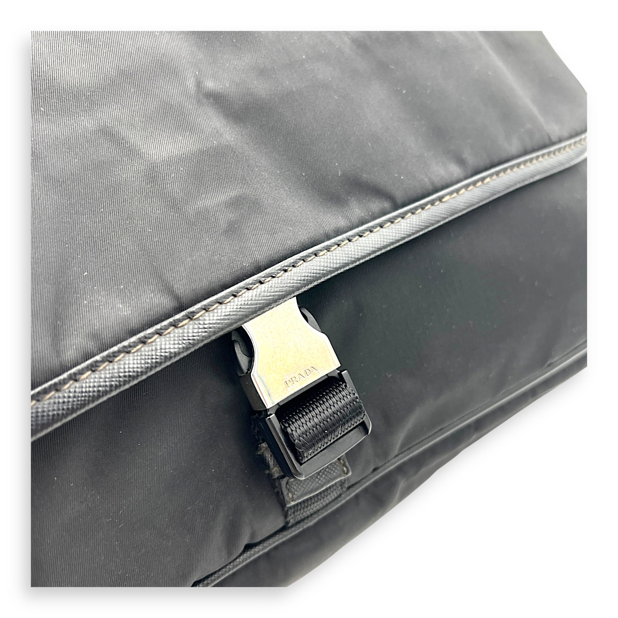 Logo Crossbody Bag Black in Nylon, Silver hardware