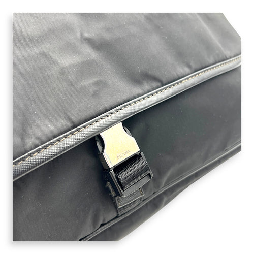 Logo Crossbody Bag Black in Nylon, Silver hardware