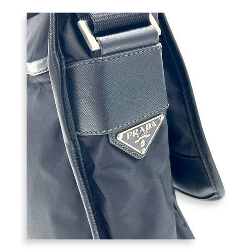 Logo Crossbody Bag Black in Nylon, Silver hardware