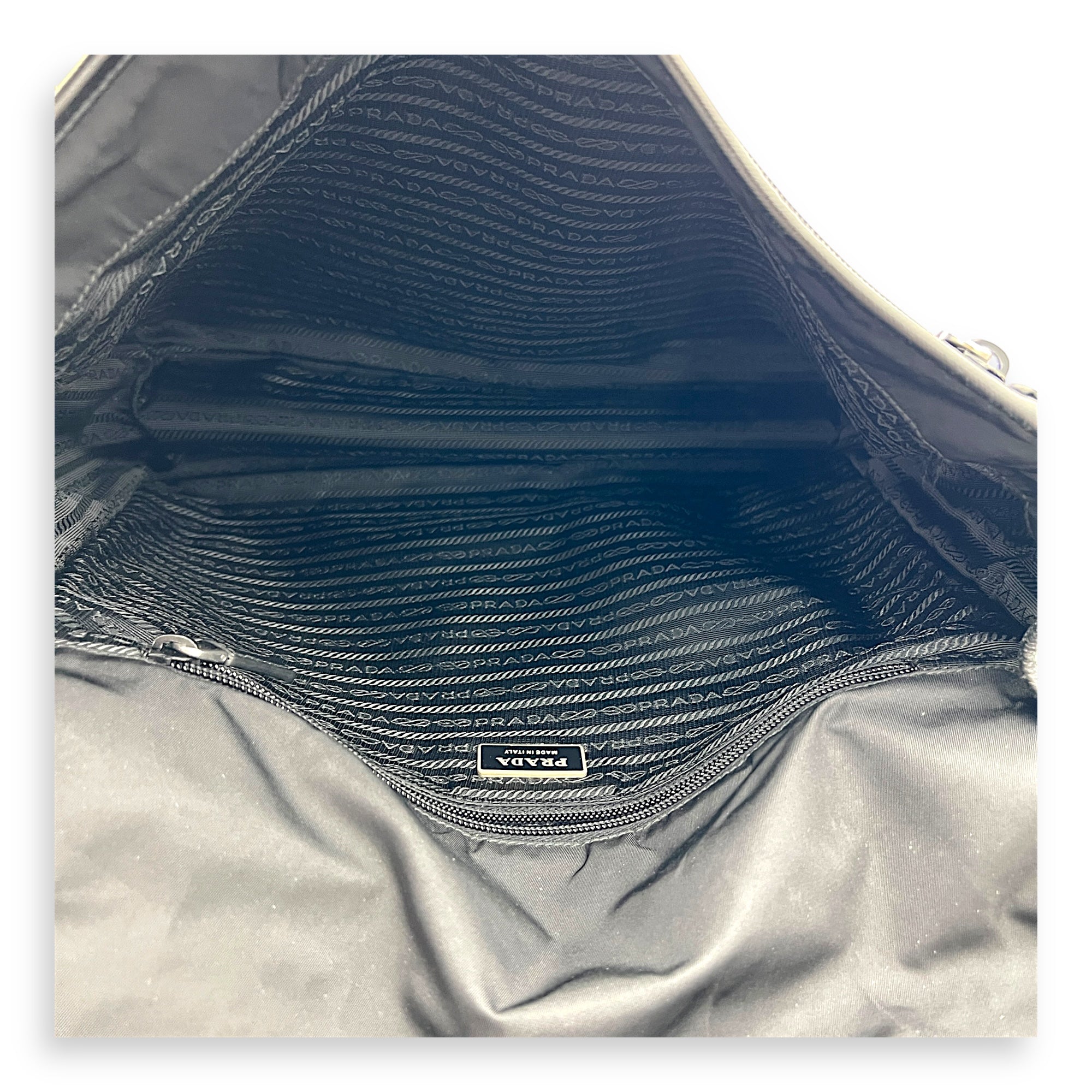 Logo Crossbody Bag Black in Nylon, Silver hardware
