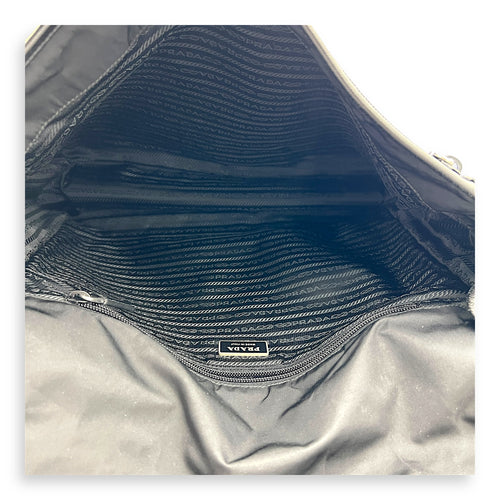 Logo Crossbody Bag Black in Nylon, Silver hardware