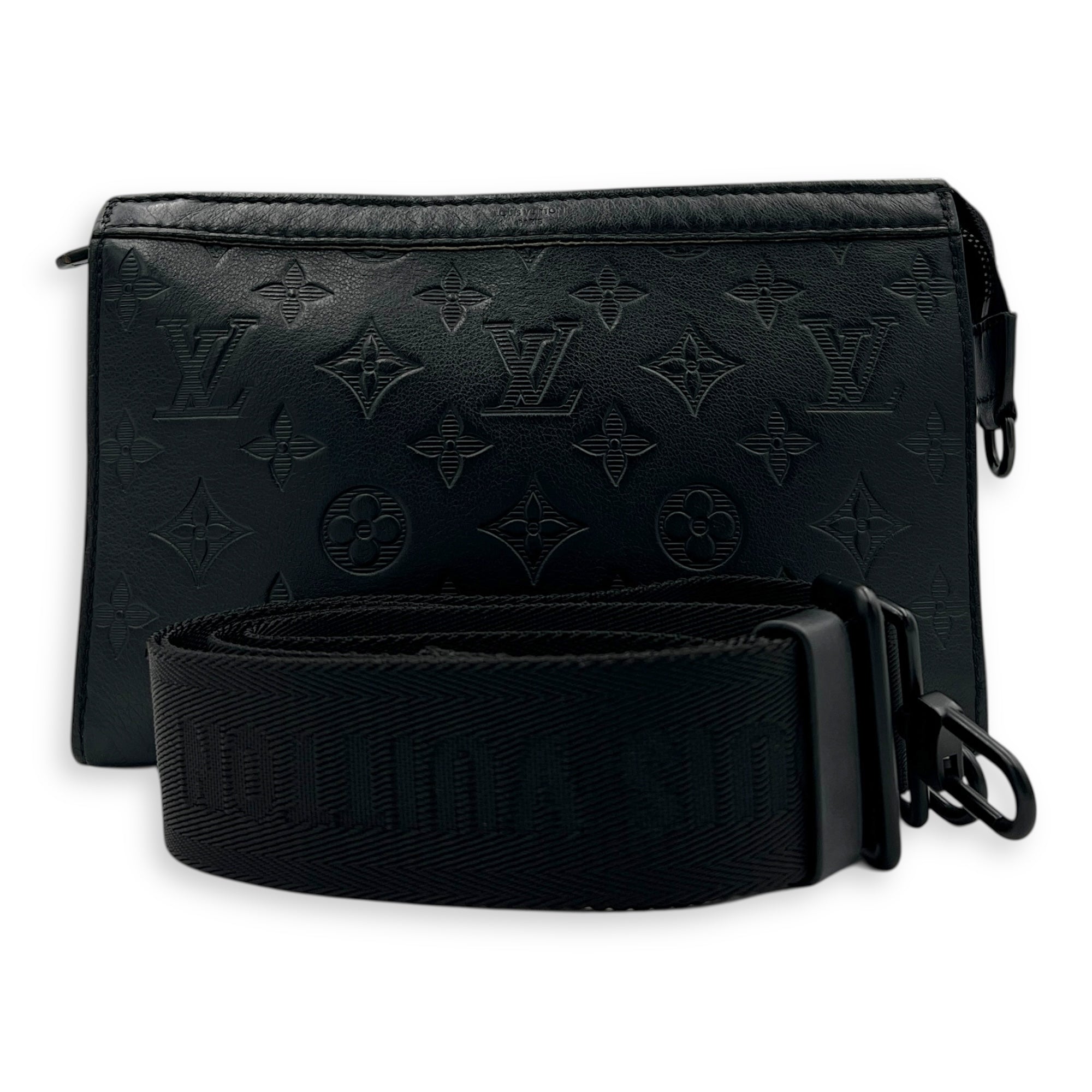Gaston Wearable Wallet Crossbody Bag Black in Calfskin, Black hardware