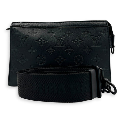 Gaston Wearable Wallet Crossbody Bag Black in Calfskin, Black hardware