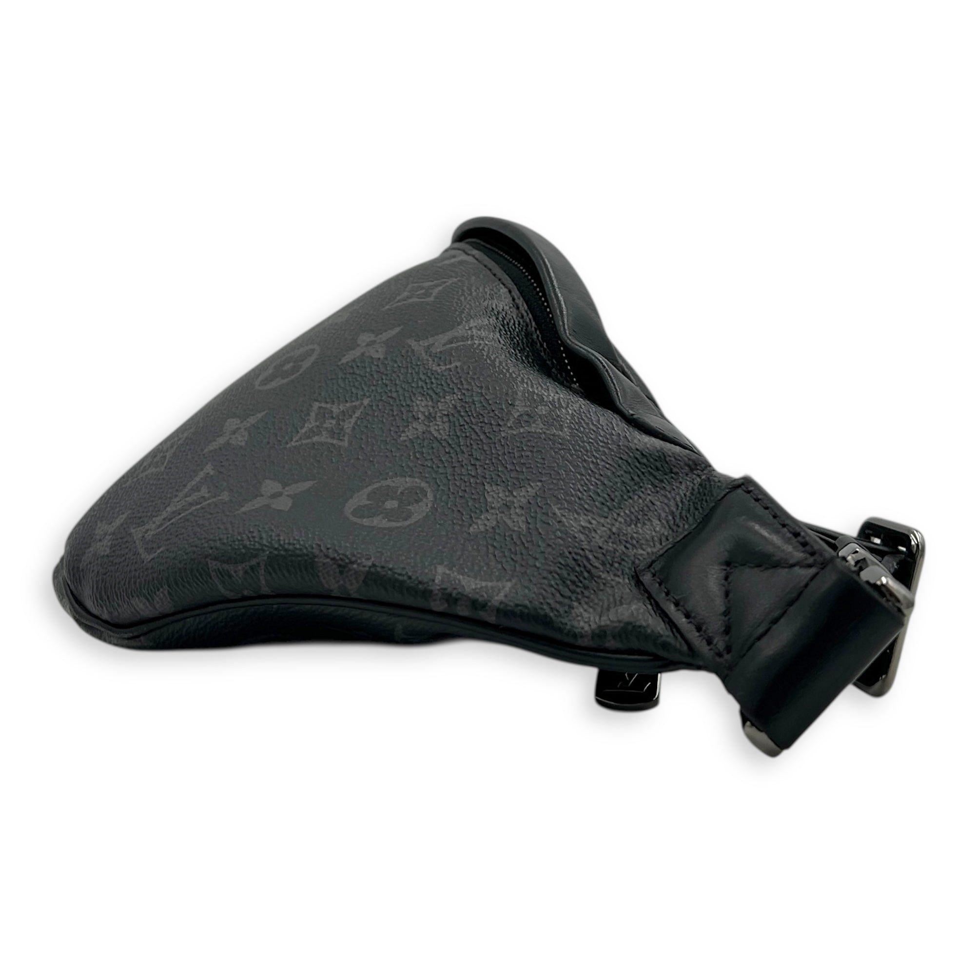 BumBag Belt Bag Black in Coated Canvas, Silver hardware