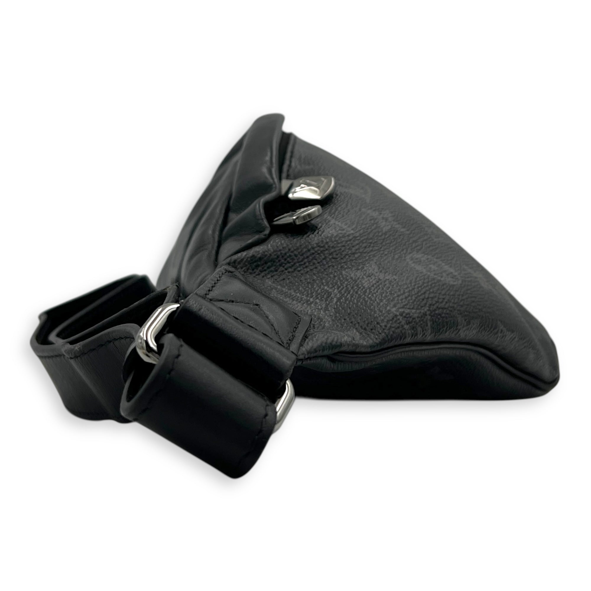 BumBag Belt Bag Black in Coated Canvas, Silver hardware