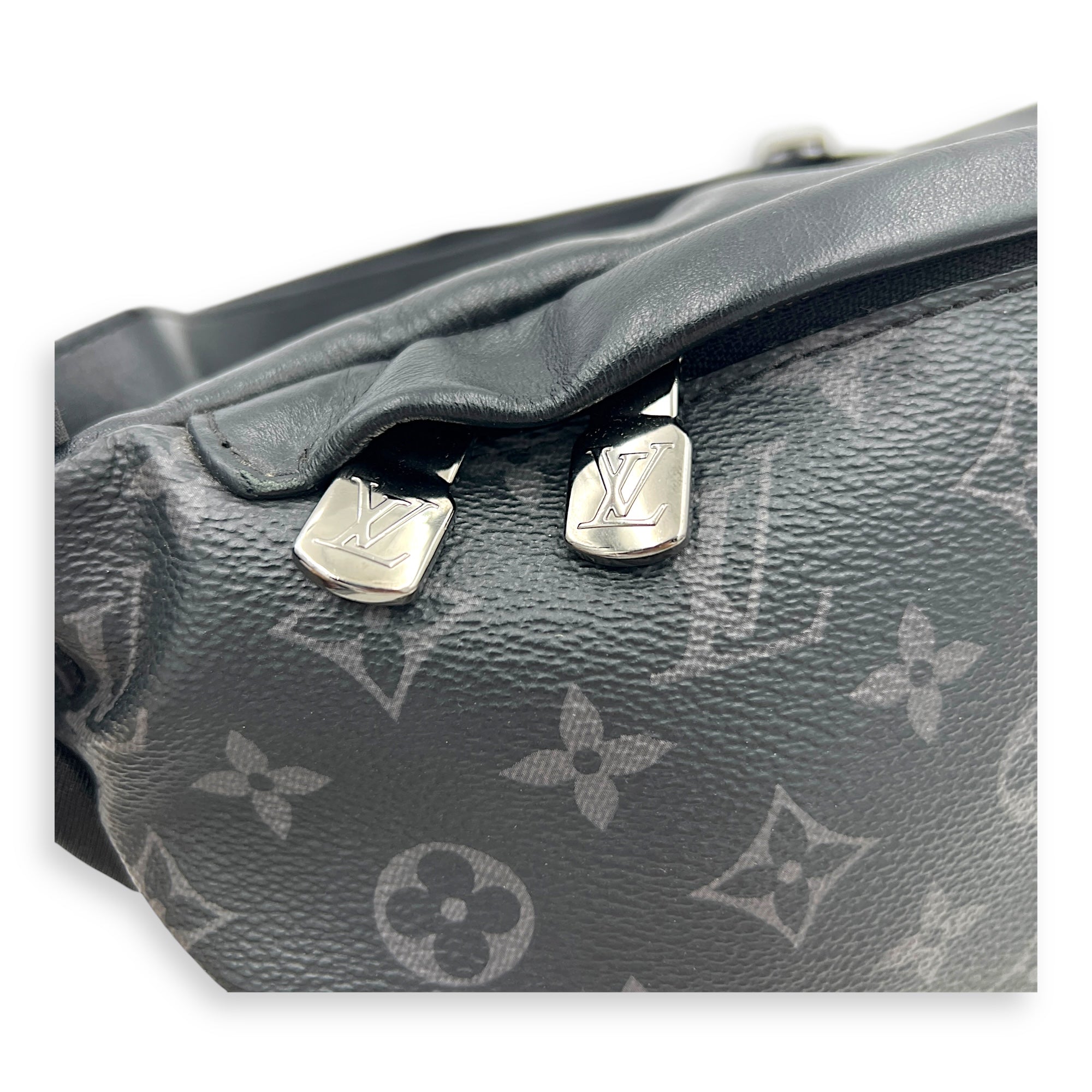 BumBag Belt Bag Black in Coated Canvas, Silver hardware