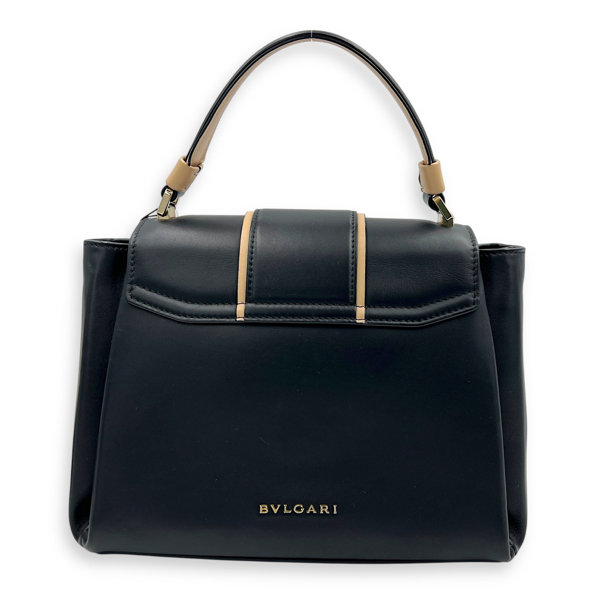 Serpenti Top Handle Bag Black in Calfskin, Gold hardware