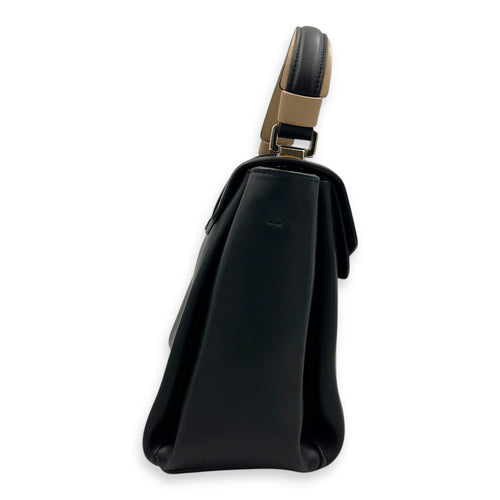 Serpenti Top Handle Bag Black in Calfskin, Gold hardware