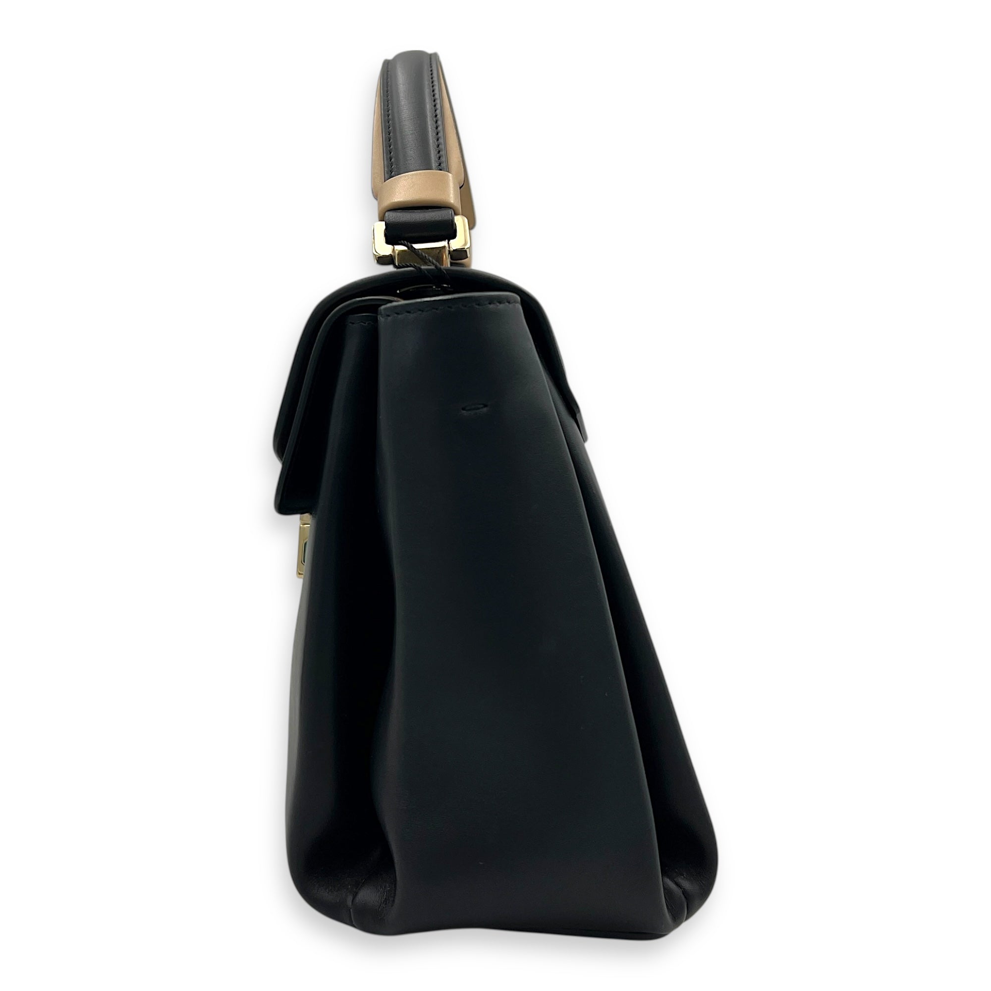 Serpenti Top Handle Bag Black in Calfskin, Gold hardware