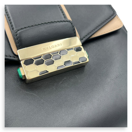 Serpenti Top Handle Bag Black in Calfskin, Gold hardware