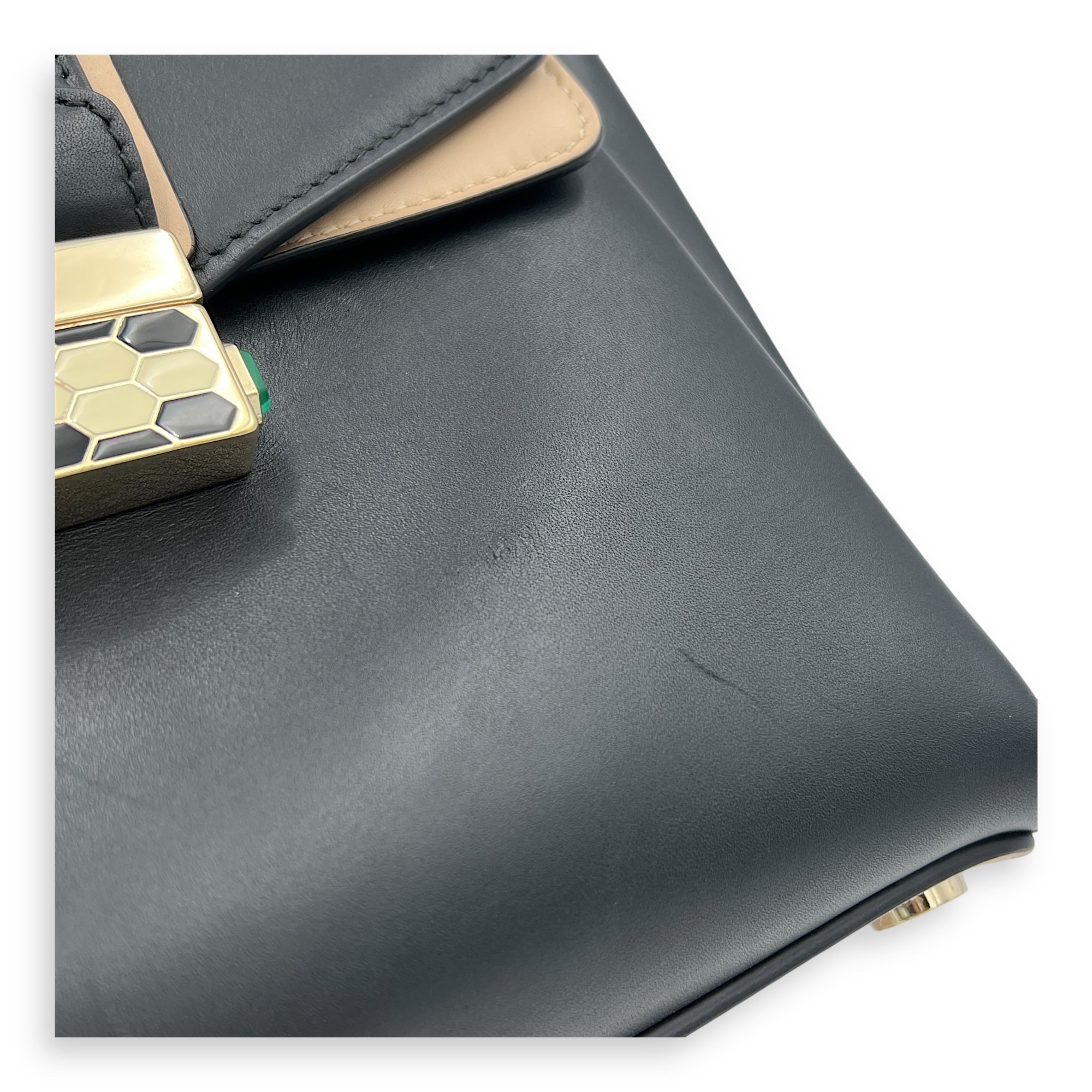 Serpenti Top Handle Bag Black in Calfskin, Gold hardware