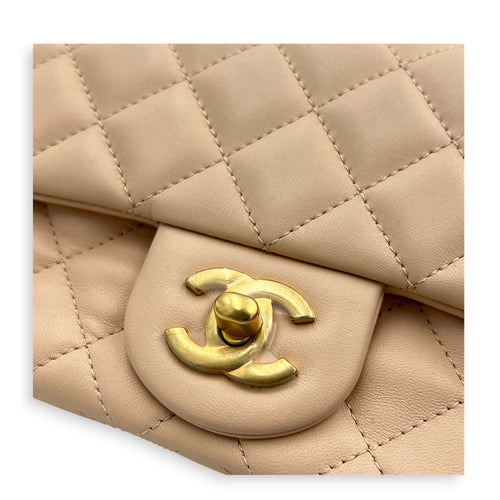 Rectangle with Adjustable Camelia Flower Mini Peach Crossbody Bag in Lambskin, Gold hardware