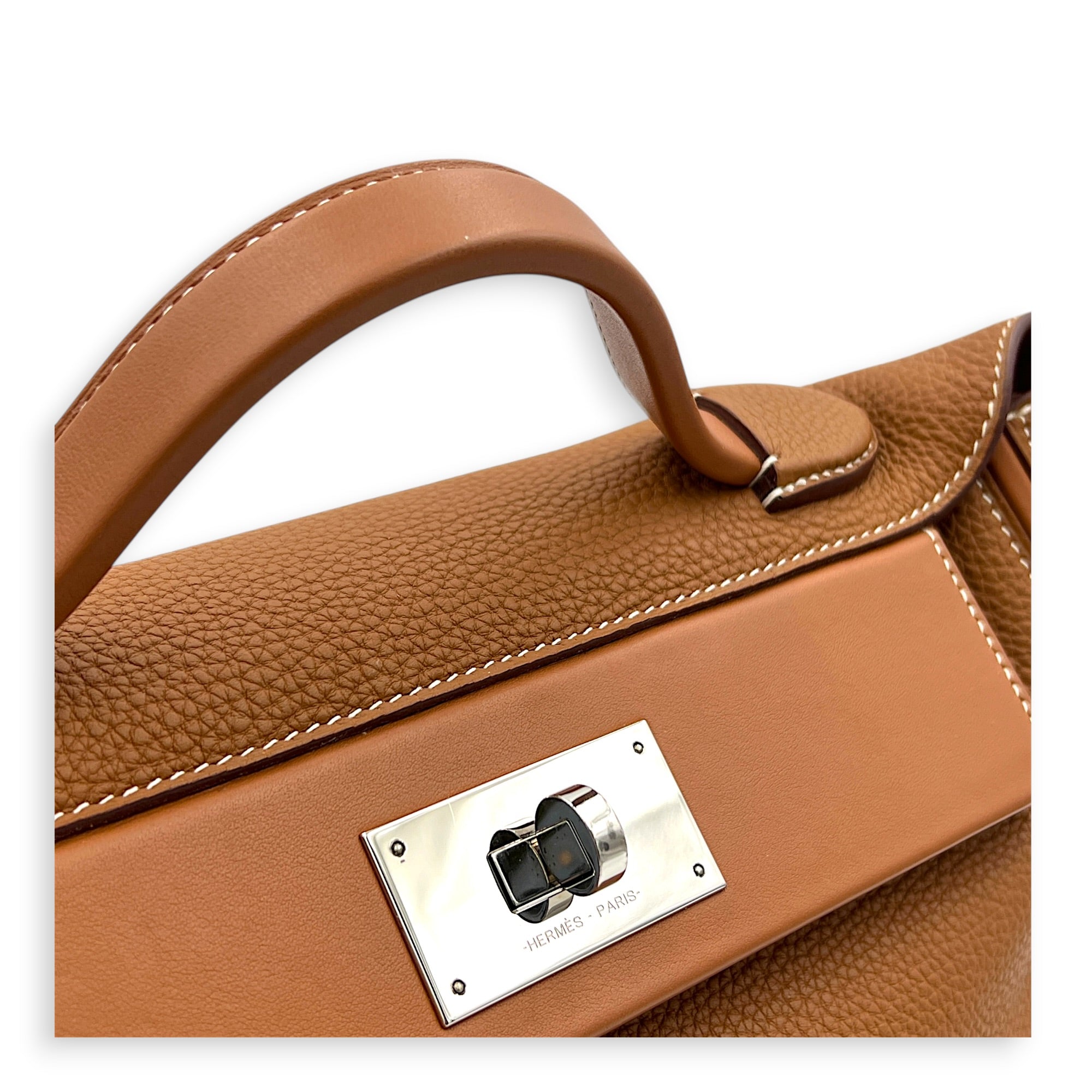 24/24 29 Gold Top Handle Bag in Togo, Palladium hardware