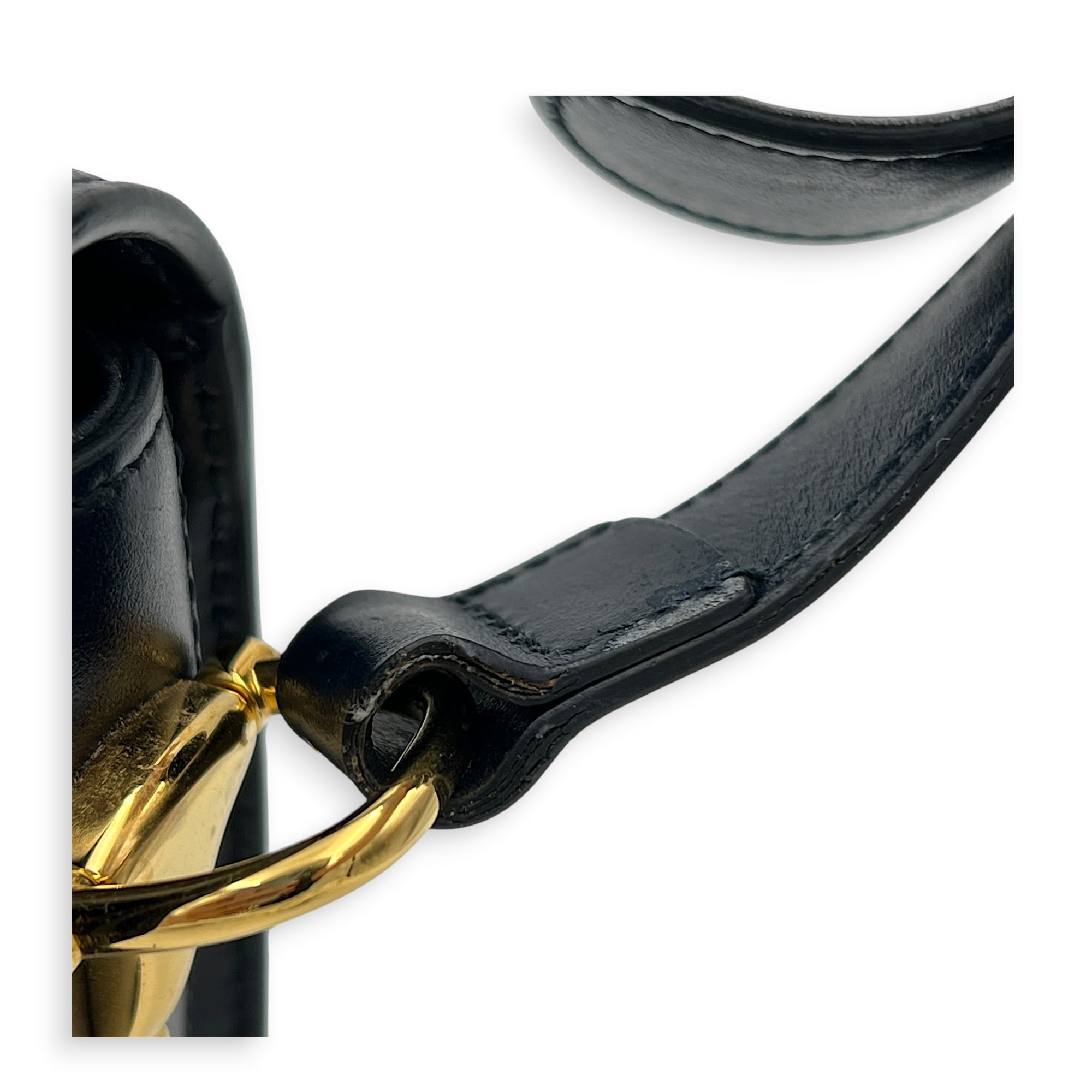 Horsebit 1955 Medium Blue Shoulder Bag in Calfskin, Gold hardware