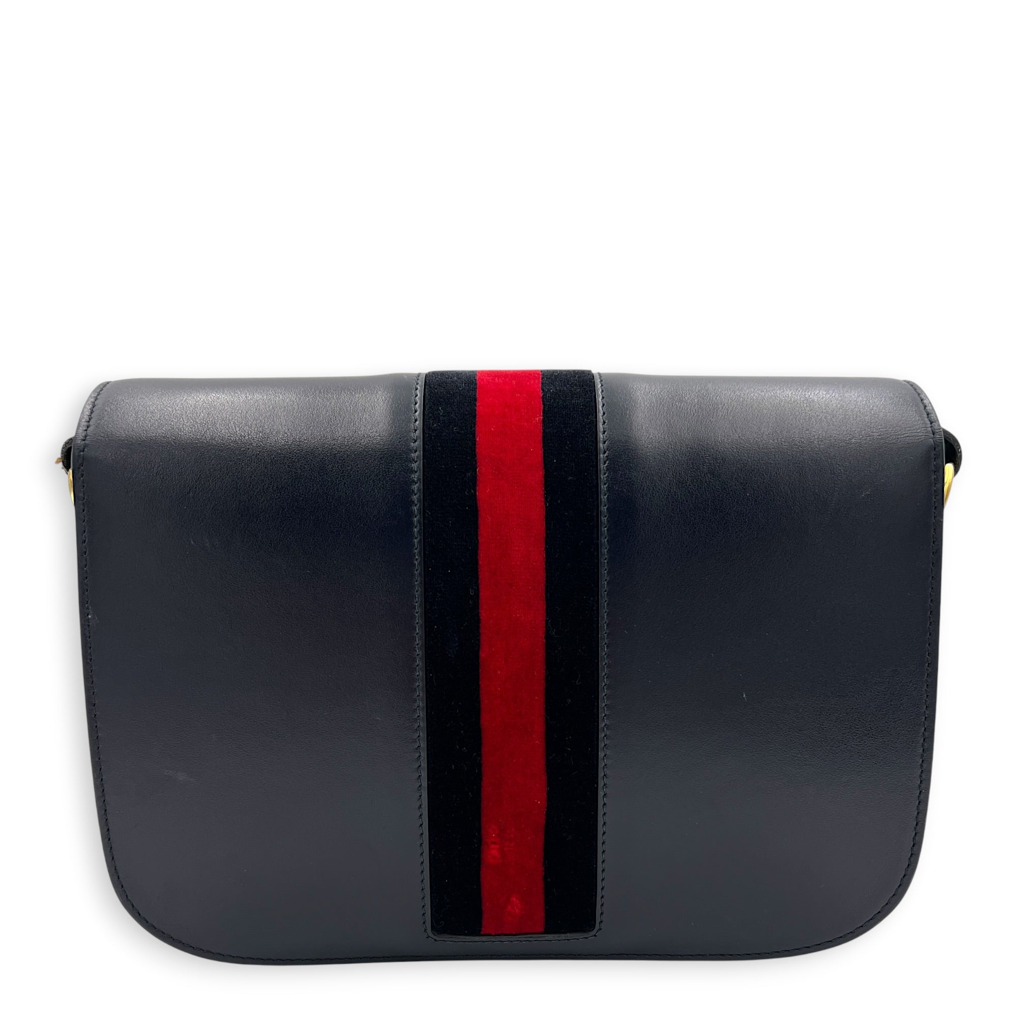 Horsebit 1955 Medium Blue Shoulder Bag in Calfskin, Gold hardware