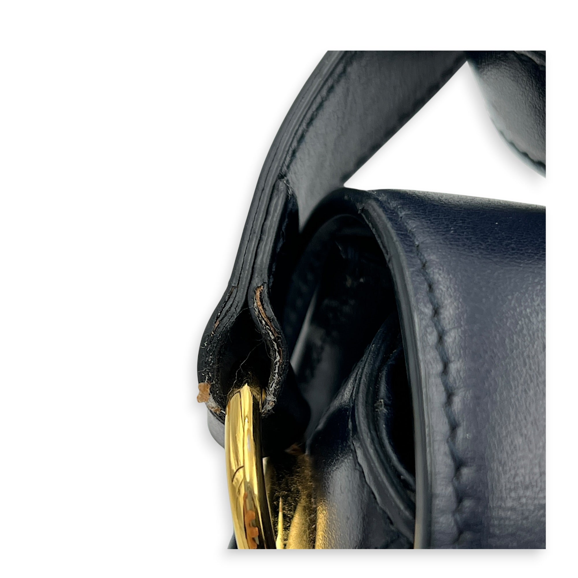 Horsebit 1955 Medium Blue Shoulder Bag in Calfskin, Gold hardware