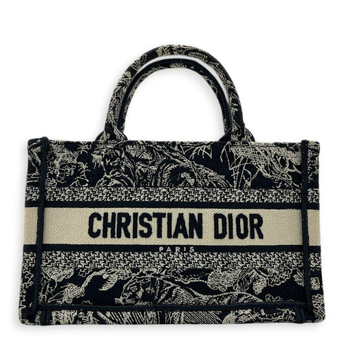 Book Tote Top Handle Bag Blue in Canvas, Gold hardware