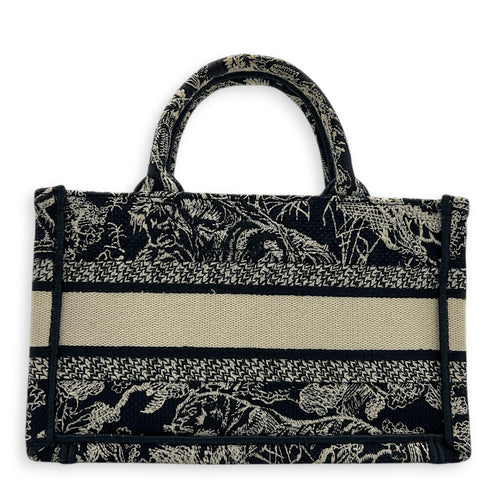 Book Tote Top Handle Bag Blue in Canvas, Gold hardware