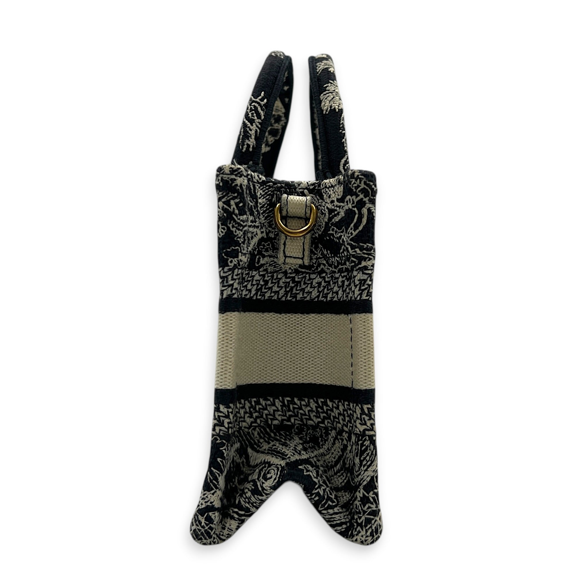 Book Tote Top Handle Bag Blue in Canvas, Gold hardware