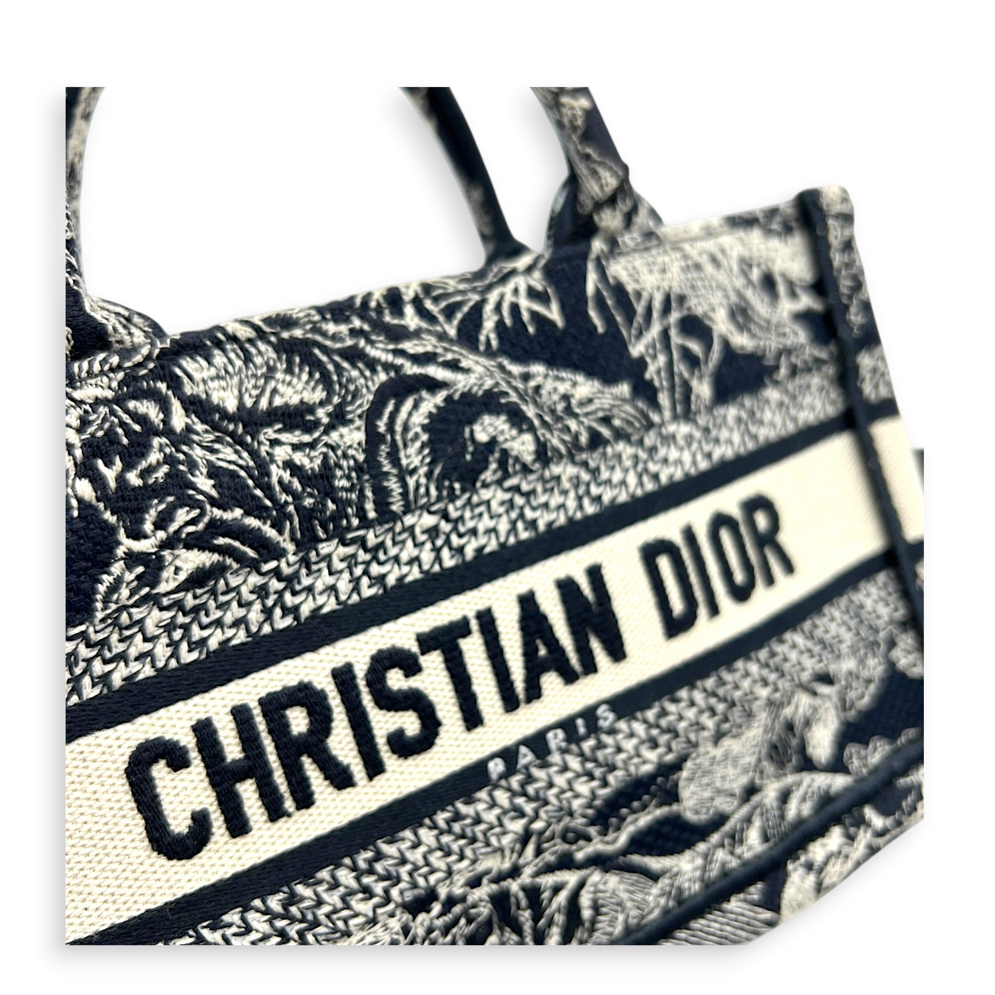 Book Tote Top Handle Bag Blue in Canvas, Gold hardware