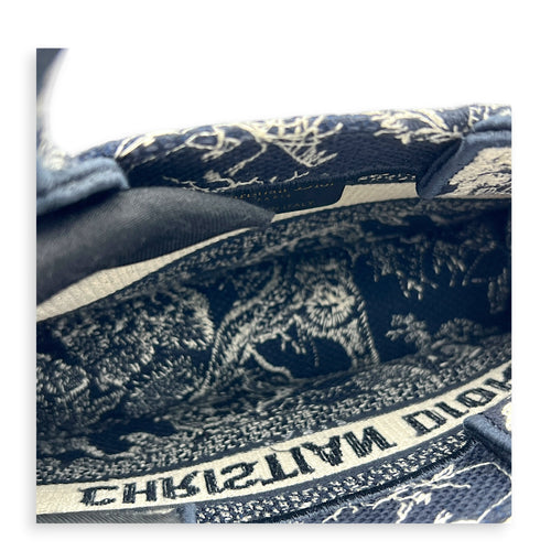 Book Tote Top Handle Bag Blue in Canvas, Gold hardware