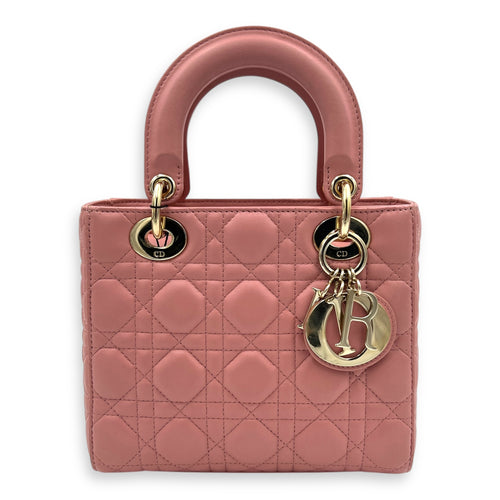 Lady Dior My ABCDior Top Handle Bag Medium Pink in Lambskin, Gold hardware
